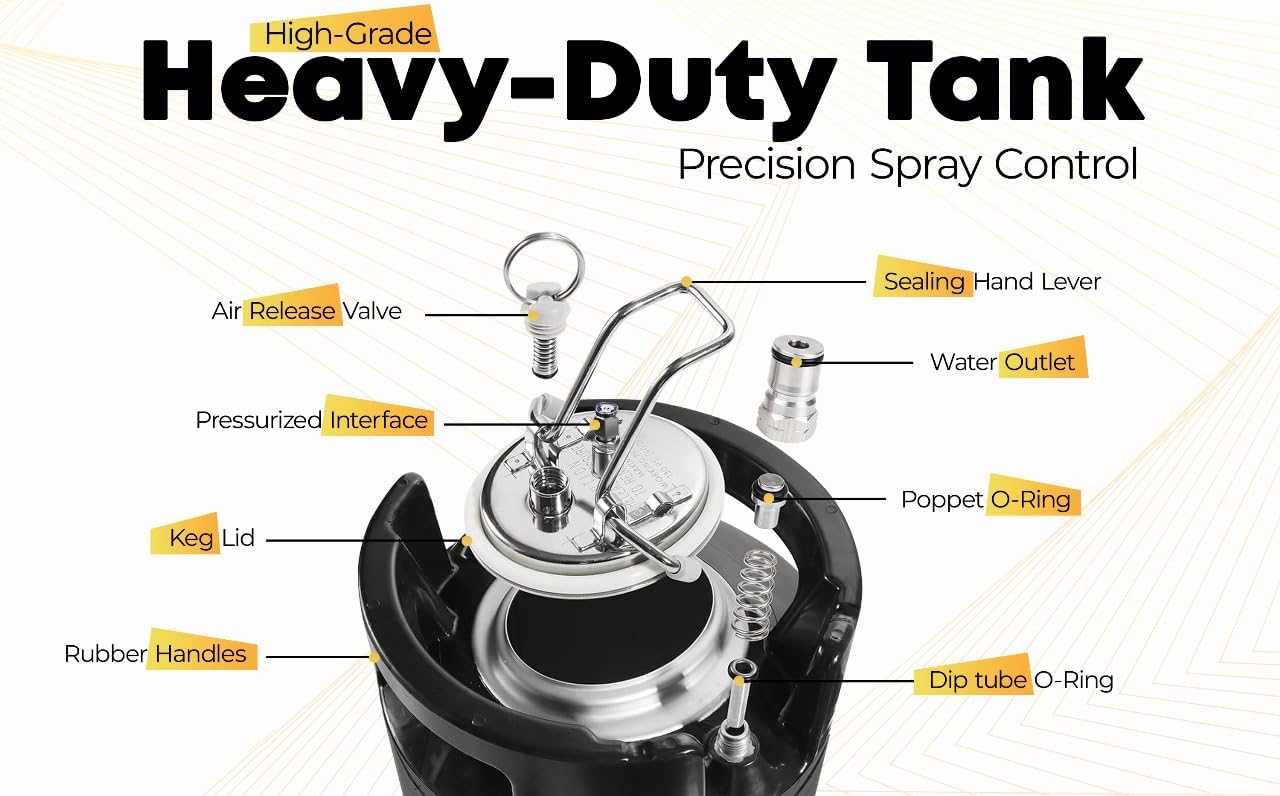 3TON 3-Gallon PPF Tank Sprayer – Stainless Steel High-Pressure Compression Pump with Gauge for Paint Protection Film & Tint