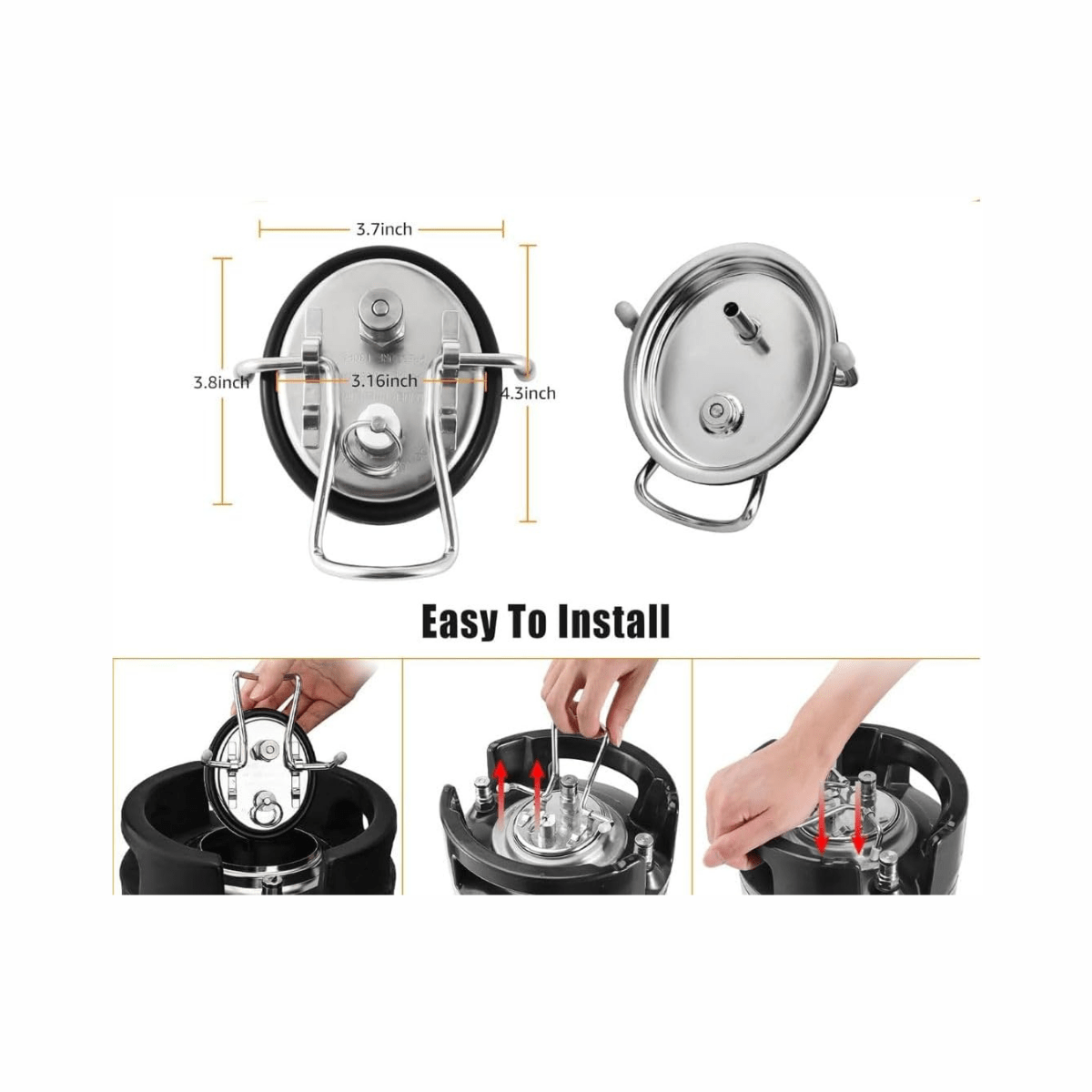 3TON Stainless Steel Keg Lid – High-Pressure Replacement Tank Cover with New O-Ring for PPF & Window Tint Sprayer Tanks