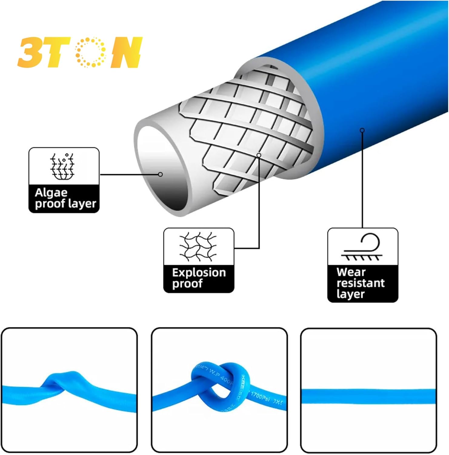 3TON Professional Hose with Inline Filter – 19ft Long for Cleaner PPF Installation - 3TON